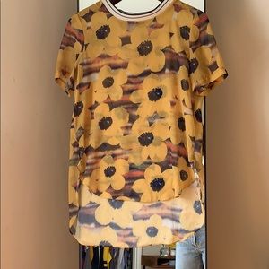 Sheer Floral Sporty Blouse